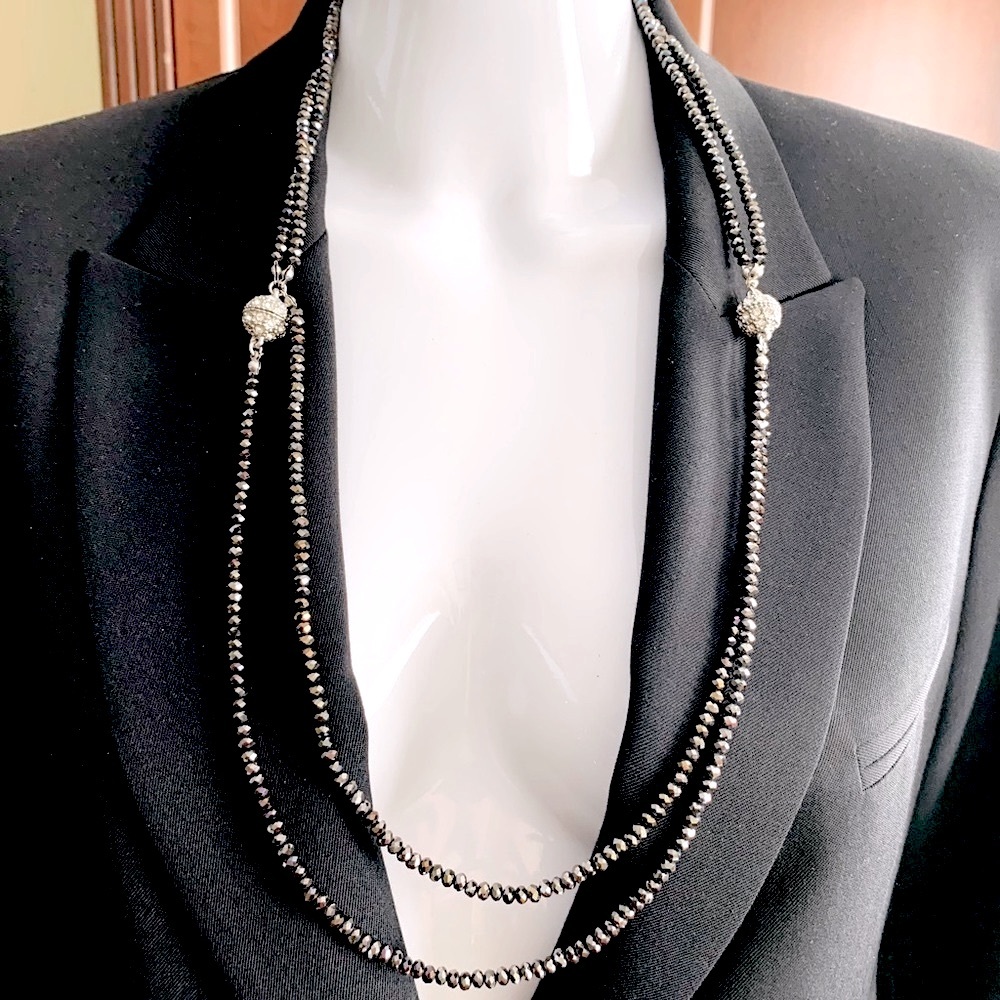 Shiny chique three string necklace shiny magnetic clasps multiple ways of wear
